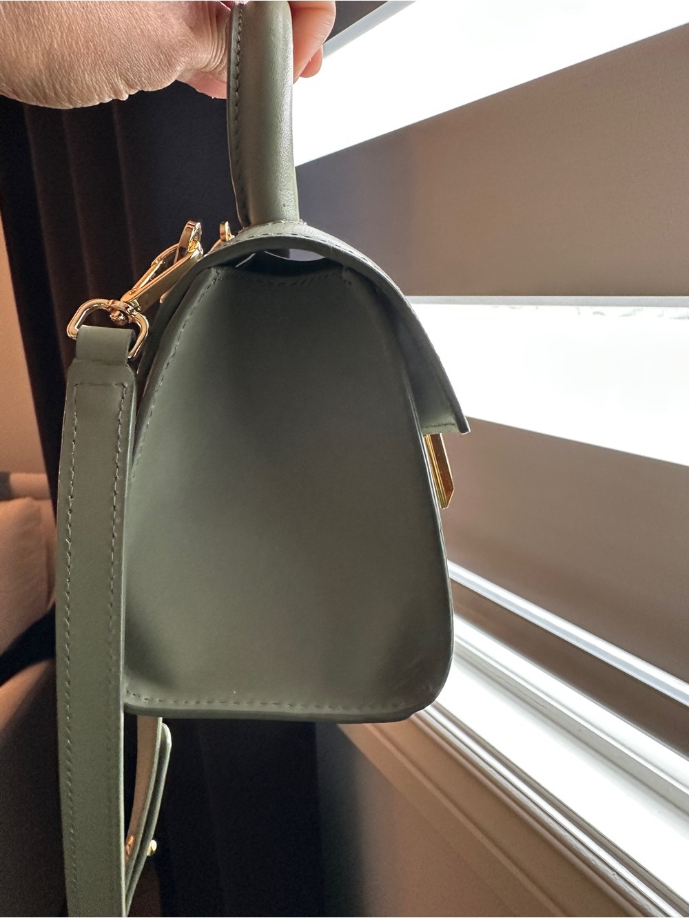 DeMellier Mini Top-Handle Bag in Sage Green with Gold Hardware - Picture 7 of 11